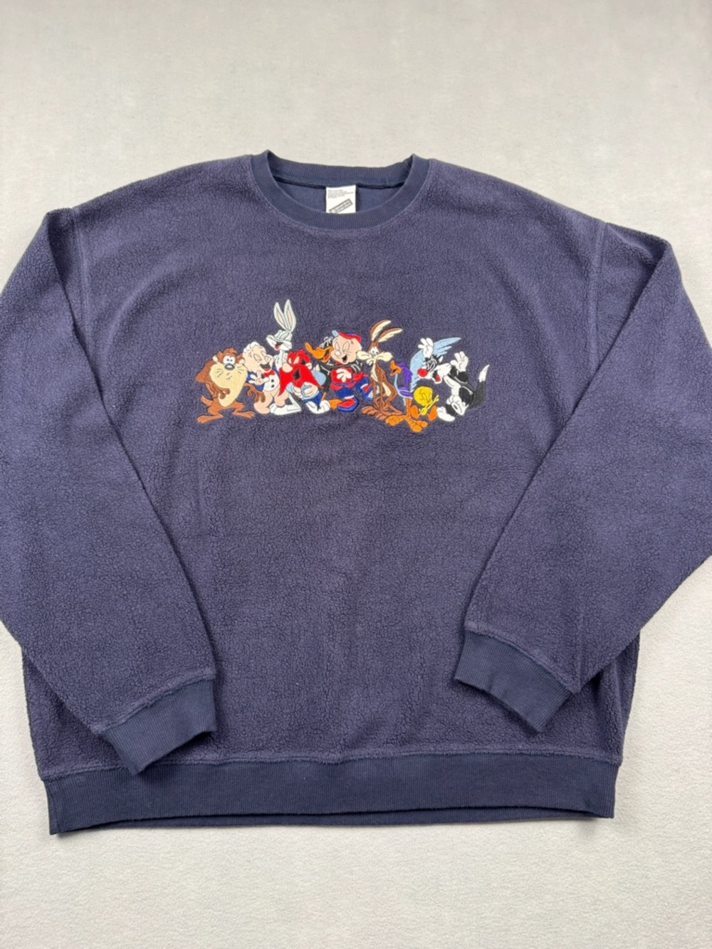 Warner Bros Studio Store Adult Large Navy Sweatshirt Bugs Bunny Tweety Taz Daffy